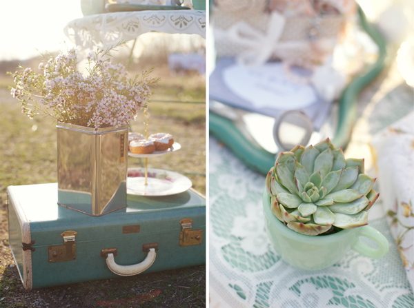 Wedding succulents and flowers in vintage rentals | Maine Wedding & Portrait Photographer