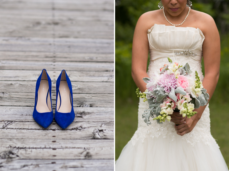 Bride with Blue High Heels