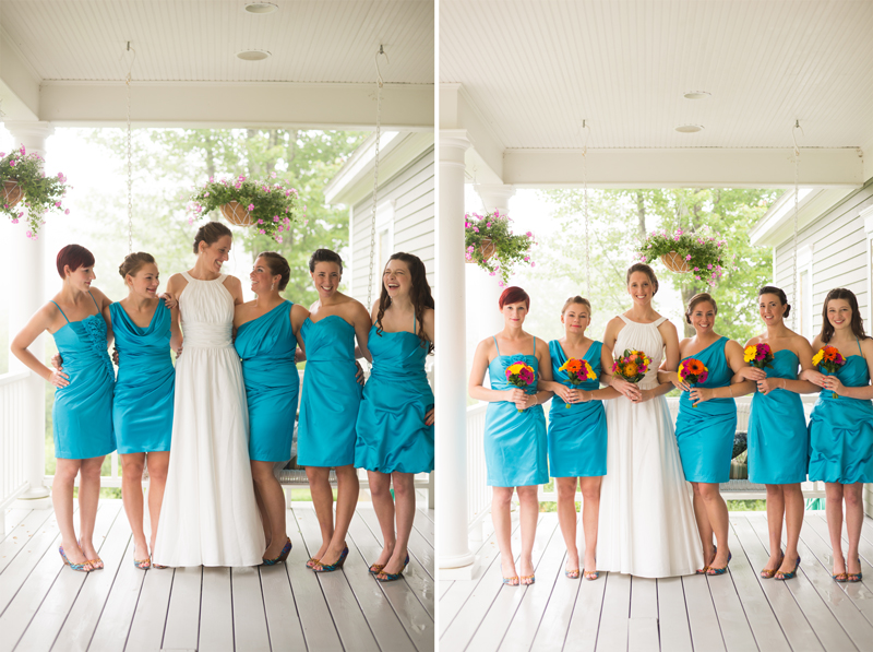 teal-bridesmaid-dresses-multicolor-flowers