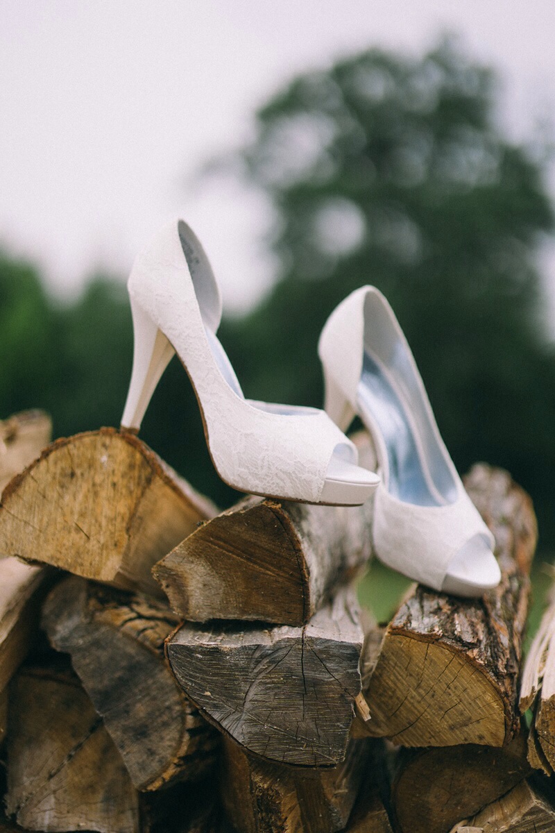 Maine firewood wedding shoes 