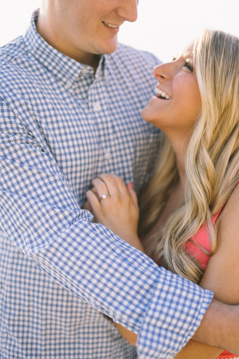 pink and blue engagement photos