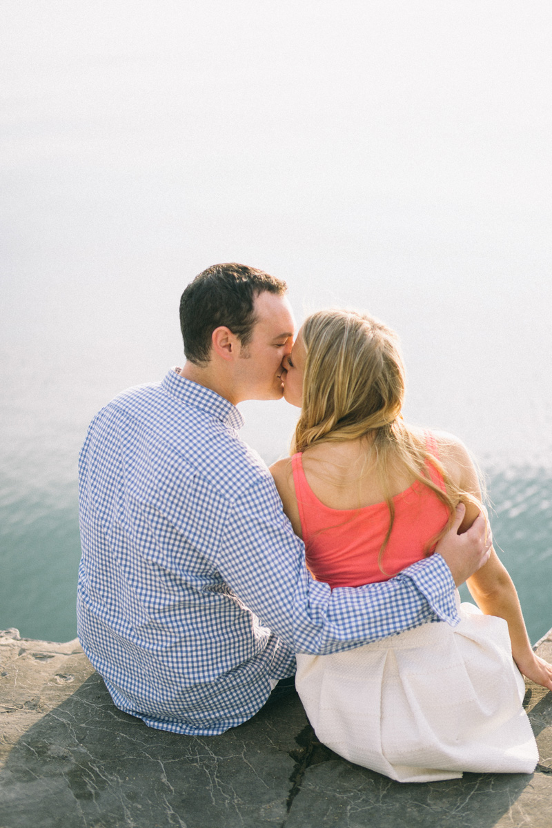 engagement photos by lake michigan in chicago
