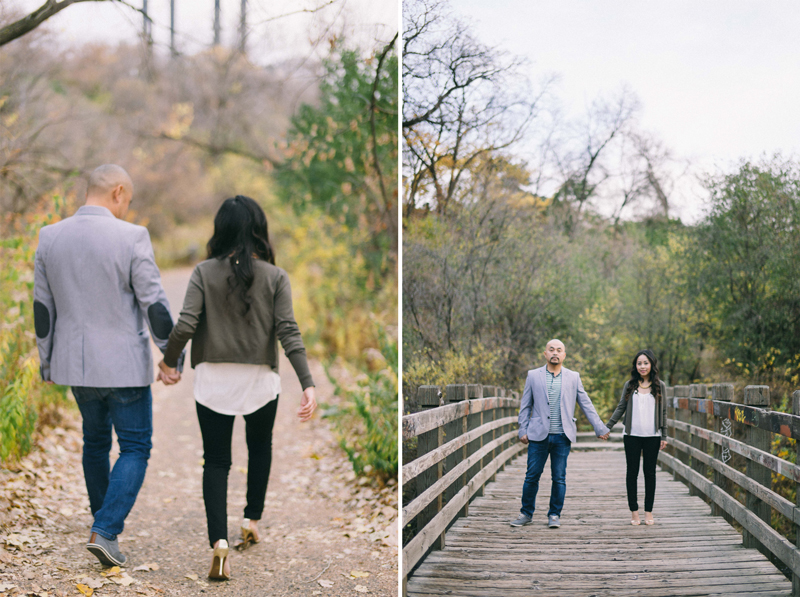 fall engagement photos in the fall down by the river