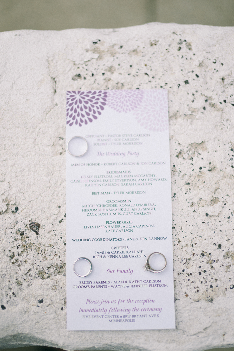 Minneapolis fine art wedding photographer rings and invitation