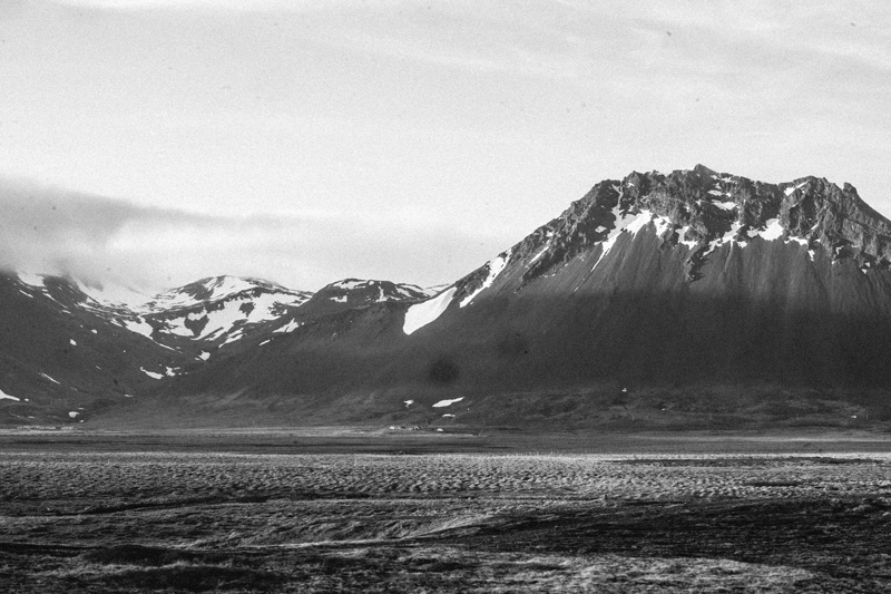 Black and white Iceland mountains