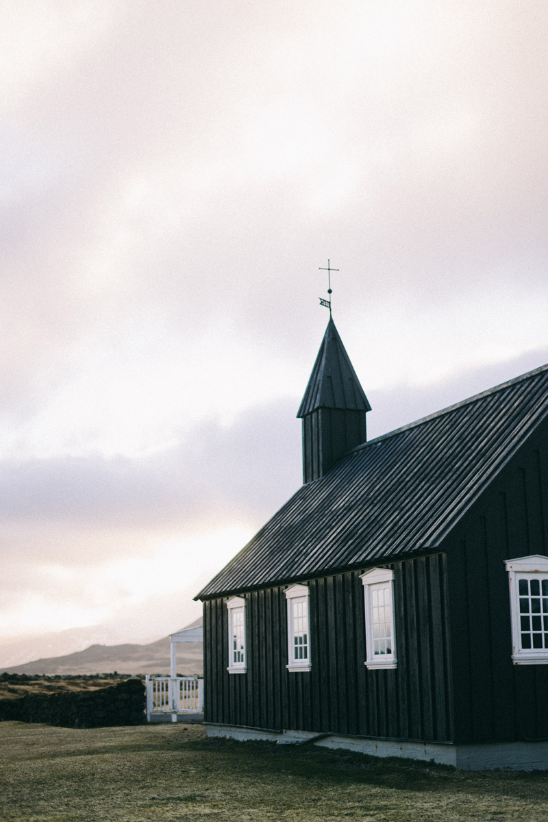 Iceland hotel and church Budir