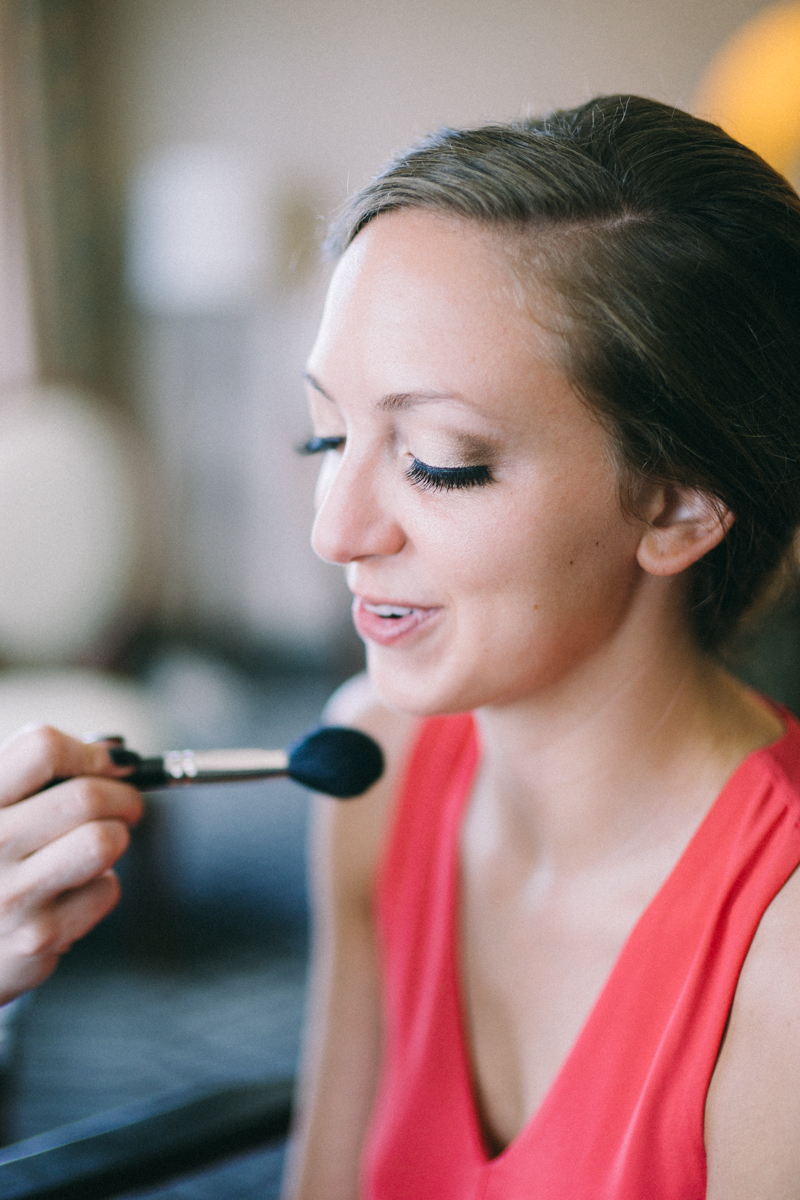 Bride getting makeup done in St Paul Minnesota