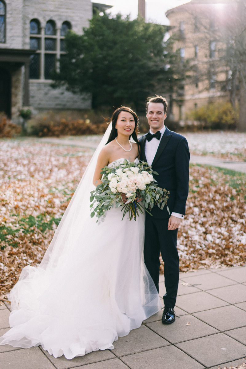 St Paul winter wedding bride and groom photos