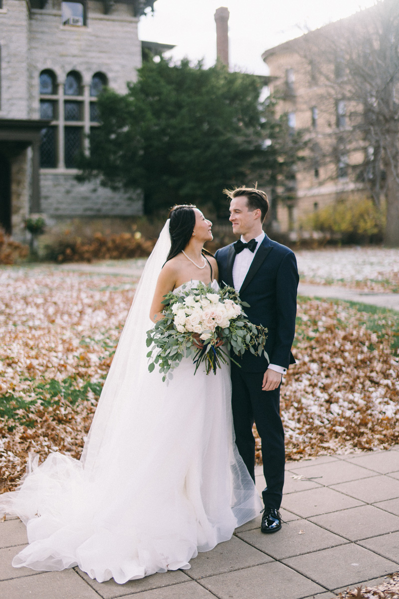 St Paul winter wedding bride and groom photos