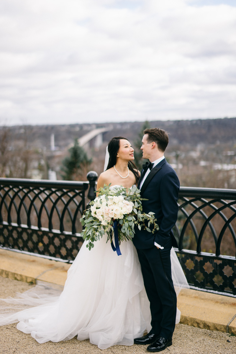 St Paul winter wedding bride and groom photos