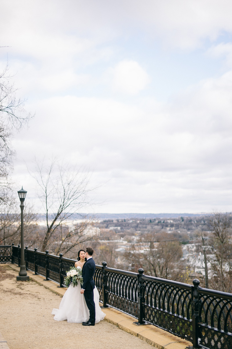 St Paul winter wedding bride and groom photos