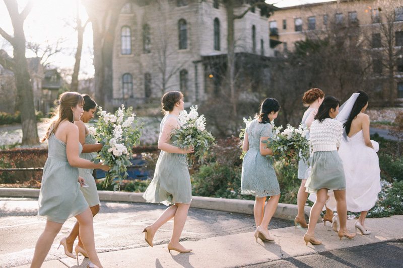 St Paul winter wedding bridal party photos