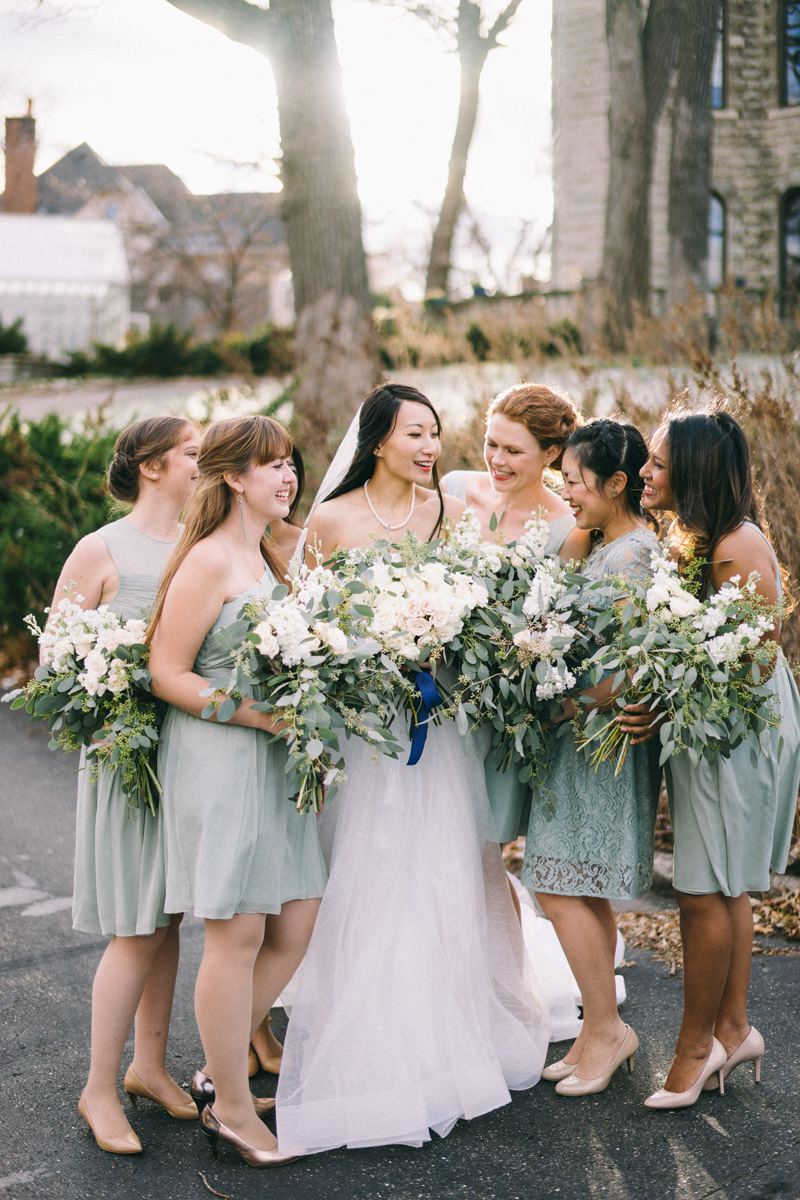 St Paul winter wedding bridal party photos