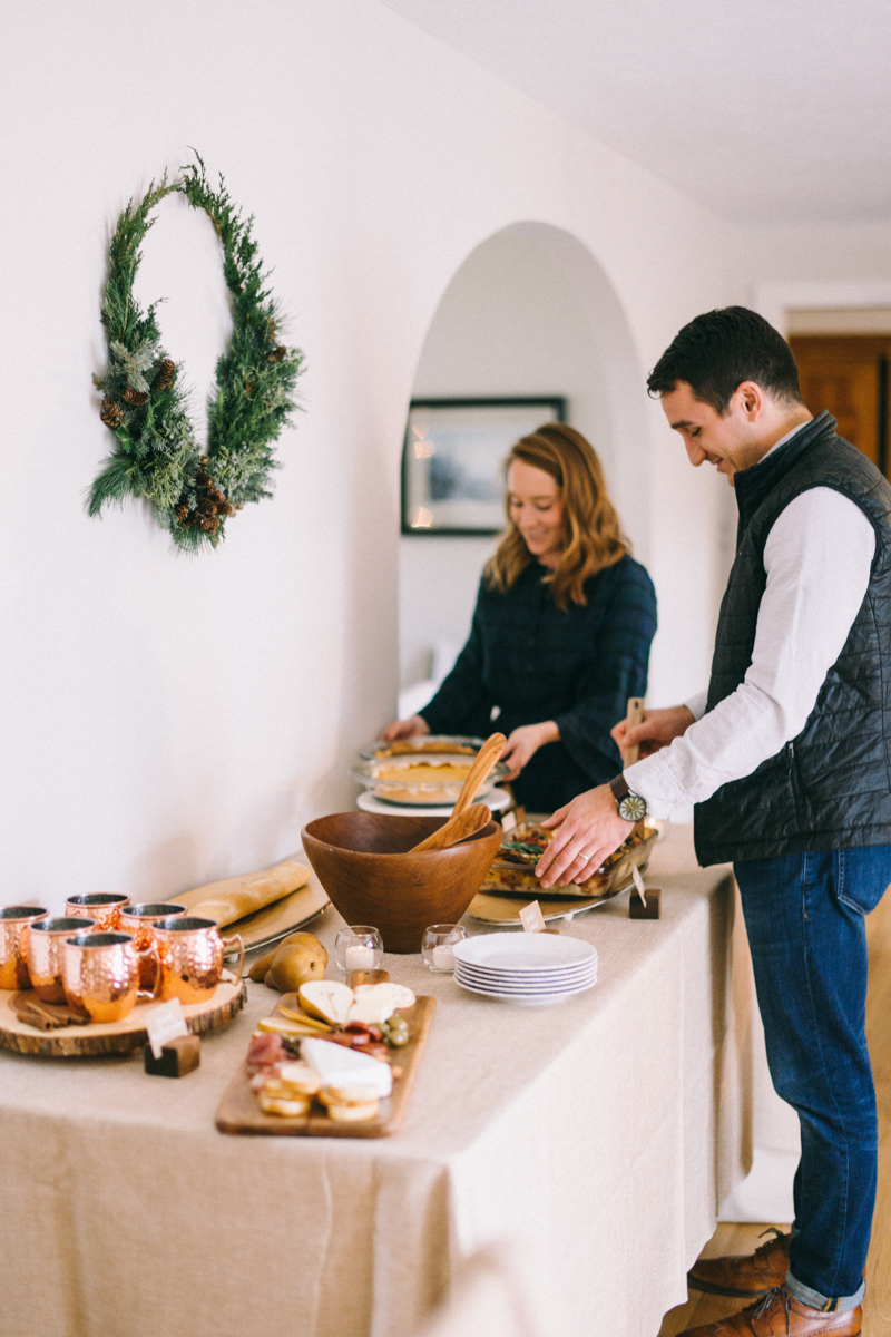 Newlywed Christmas dinner in Maine