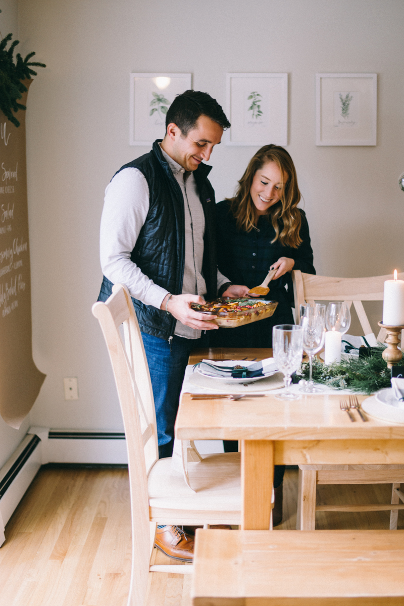 Newlywed Christmas dinner in Maine