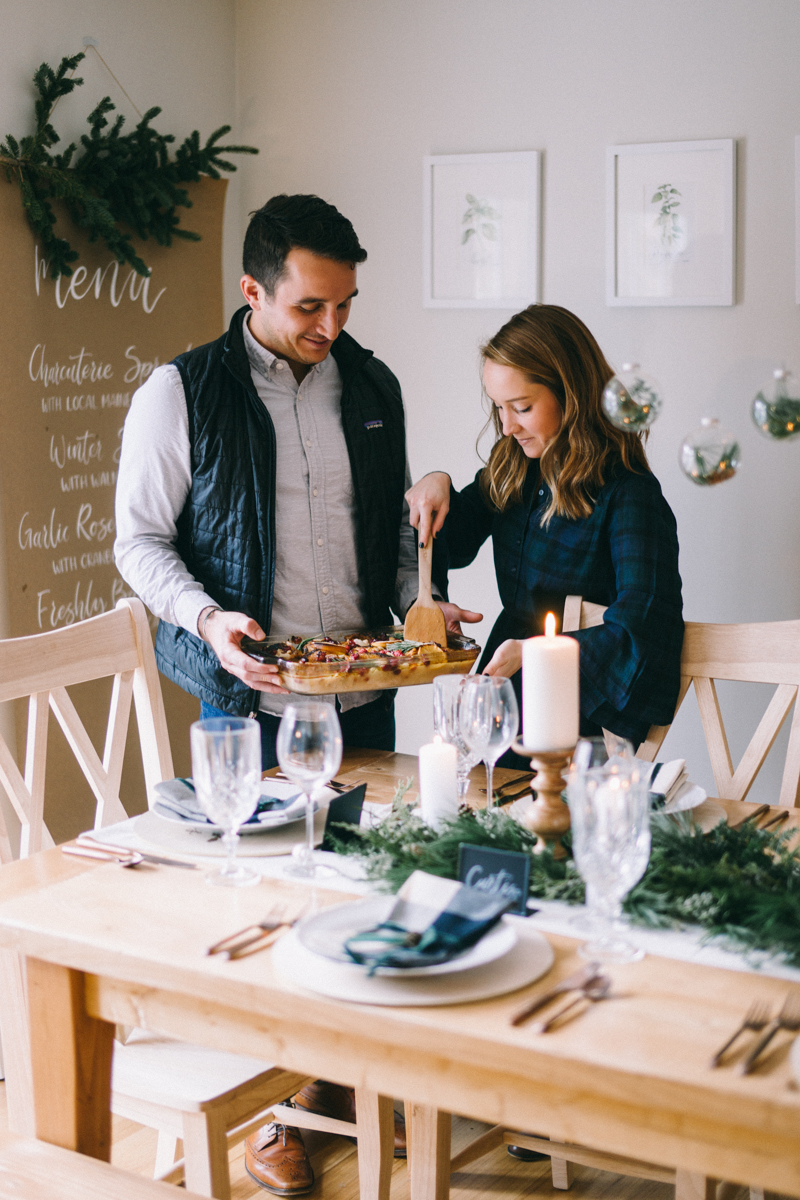 Newlywed Christmas dinner in Maine