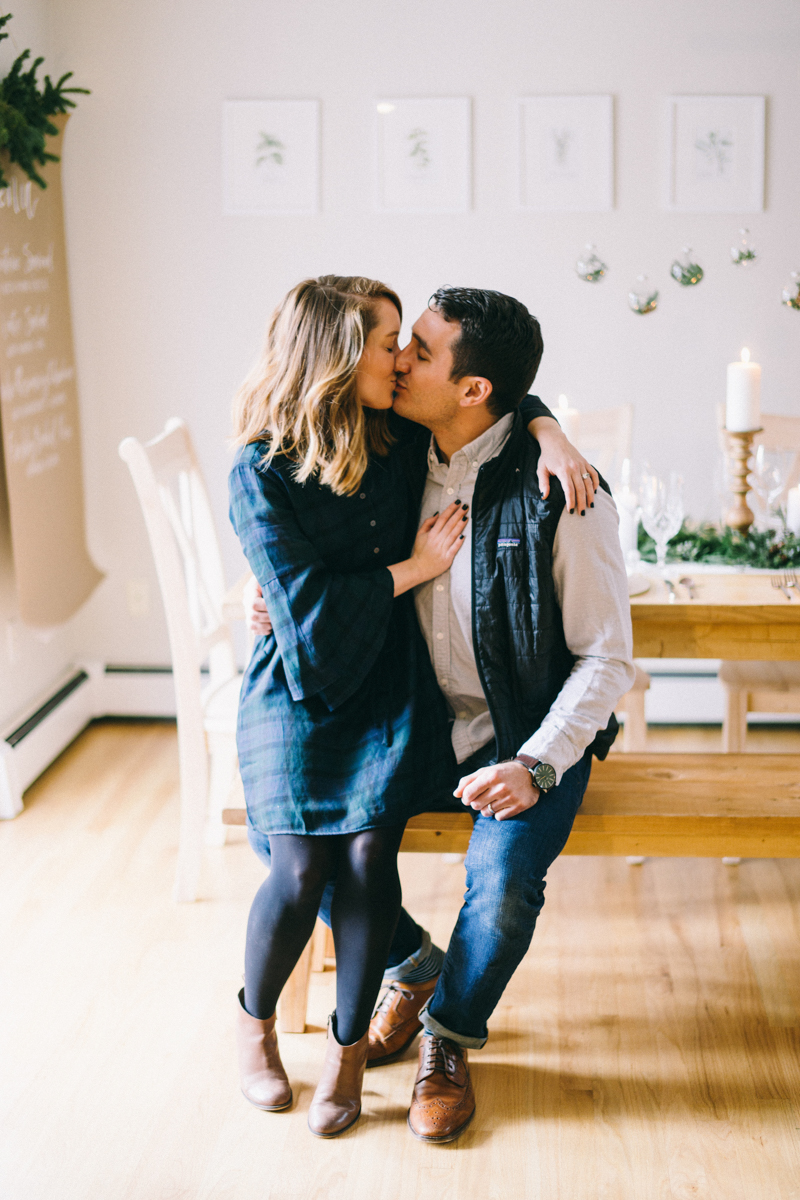 Newlywed Christmas dinner in Maine