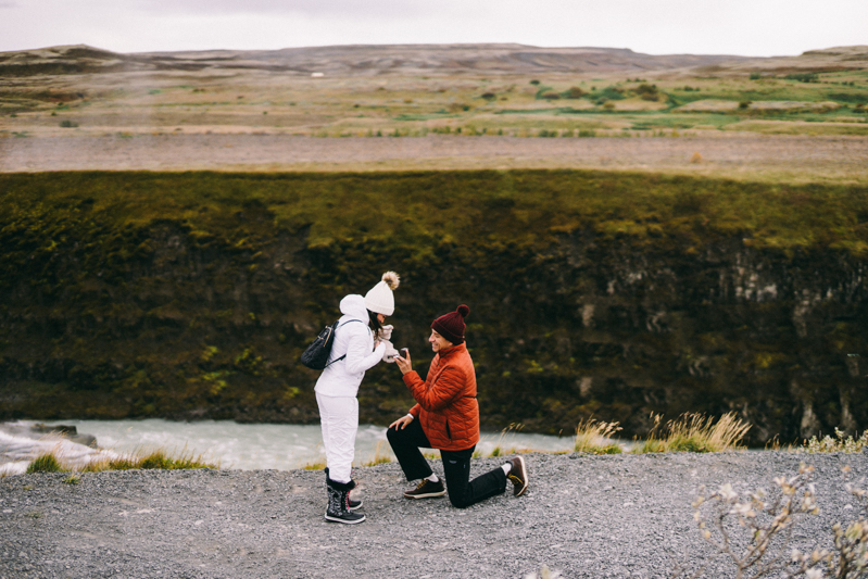 Iceland Proposal Photographer Gullfoss waterfall