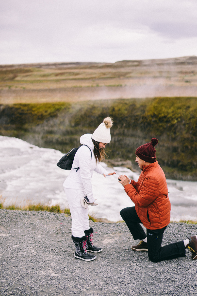 Iceland Proposal Photographer Gullfoss waterfall