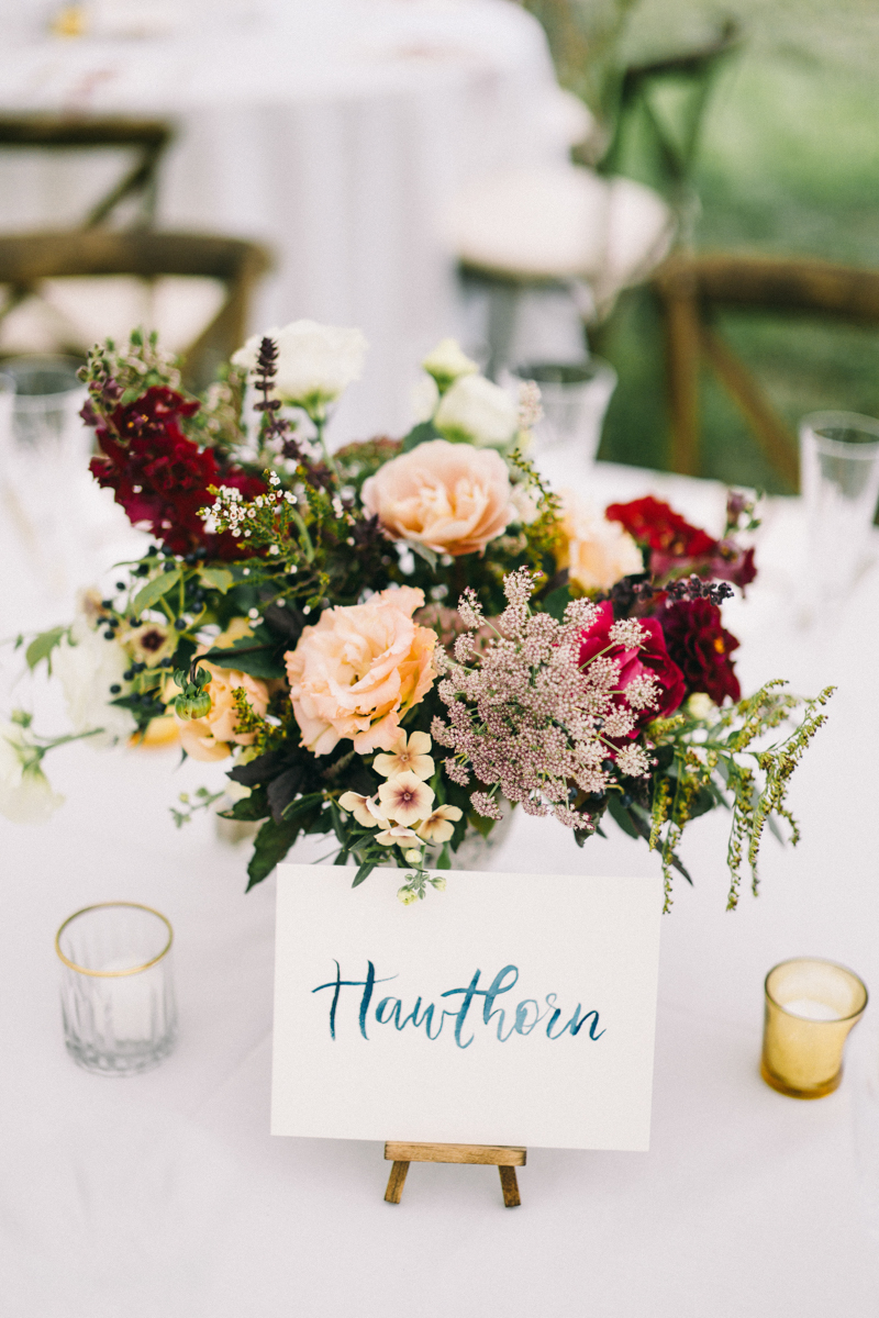 Backyard Brunch wedding with fall palette in Dayton Maine