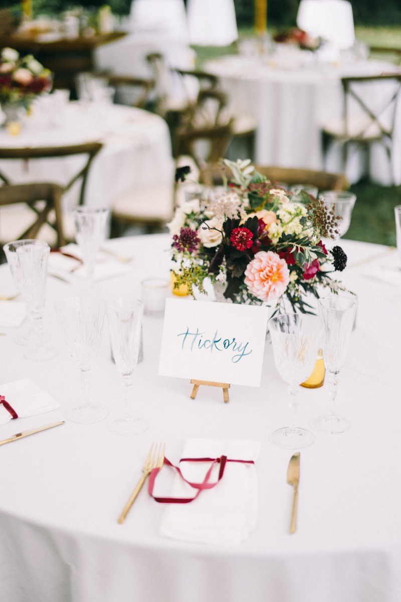 Backyard Brunch wedding with fall palette in Dayton Maine