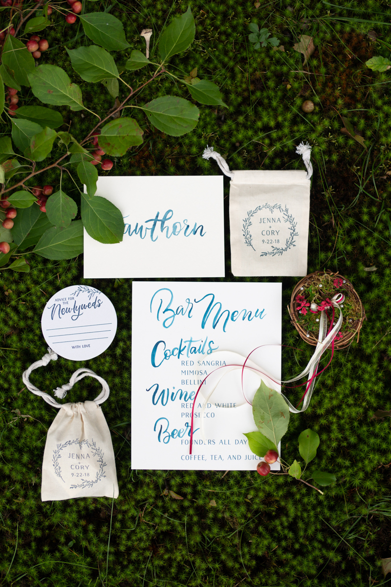 Backyard Brunch wedding with fall palette in Dayton Maine