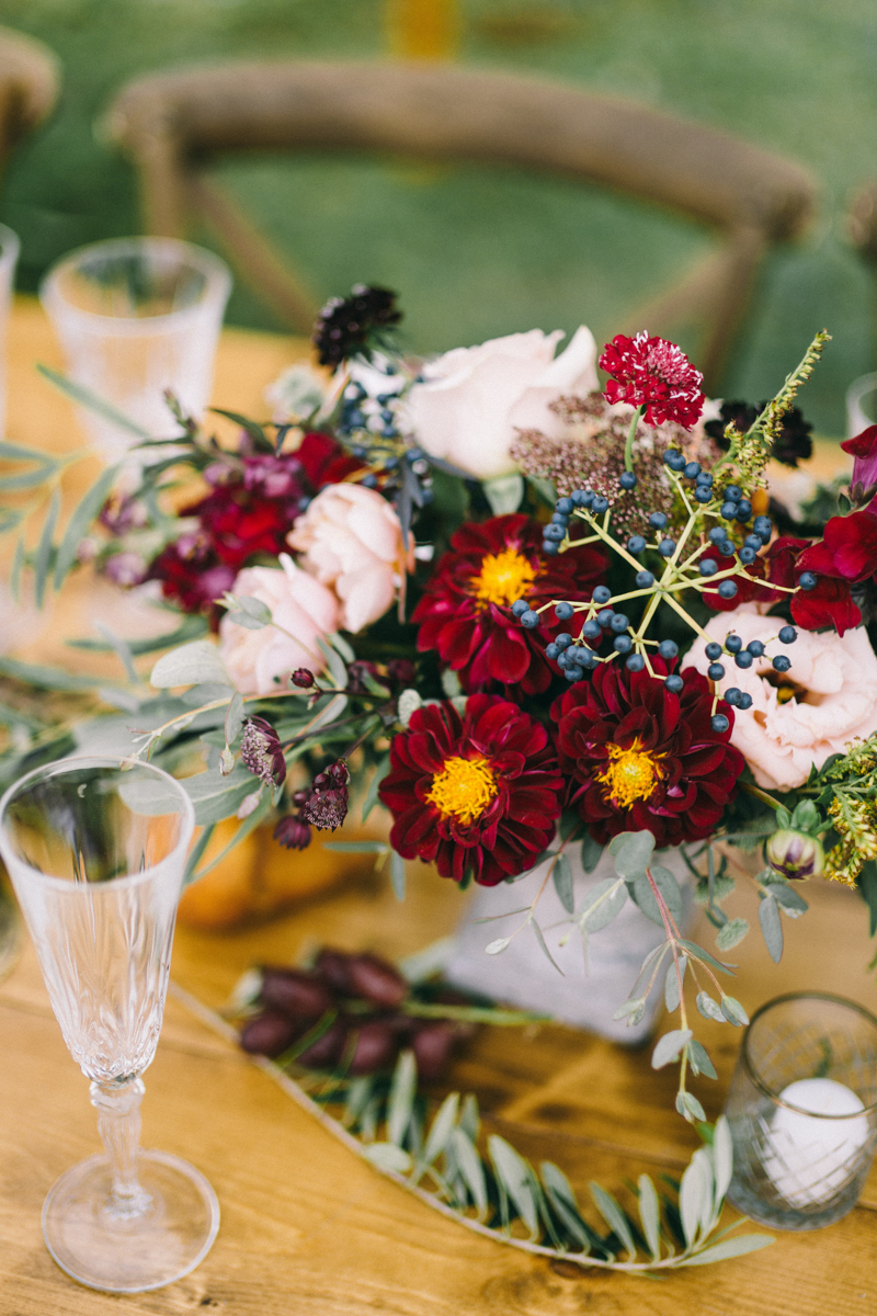 Backyard Brunch wedding with fall palette in Dayton Maine