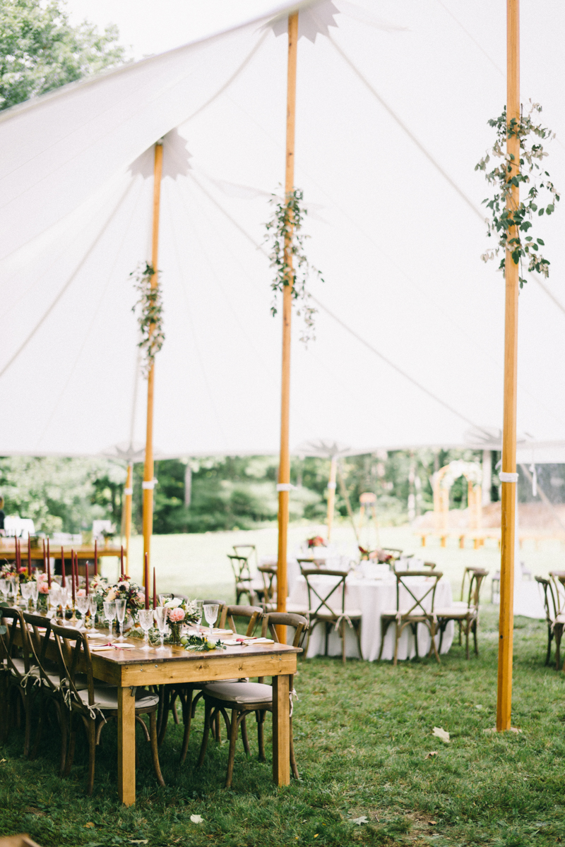 Backyard Brunch wedding with fall palette in Dayton Maine