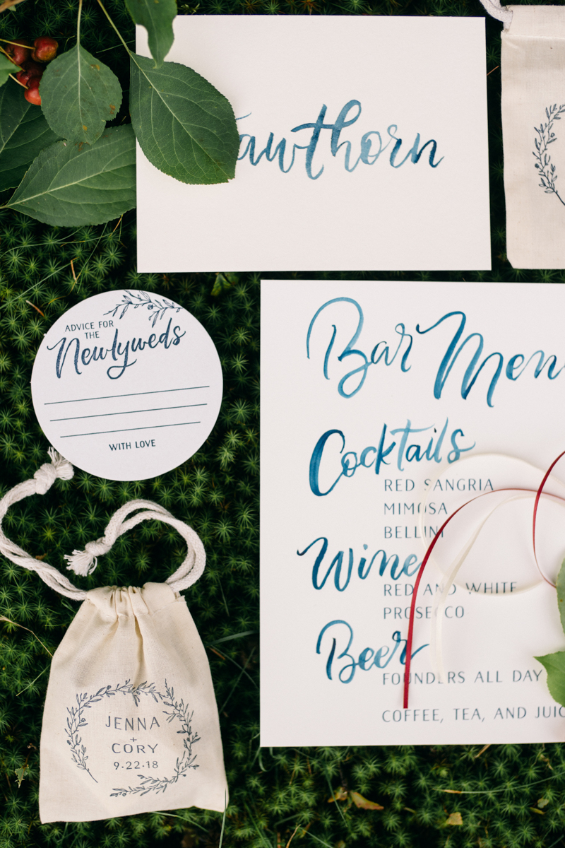 Backyard Brunch wedding with fall palette in Dayton Maine