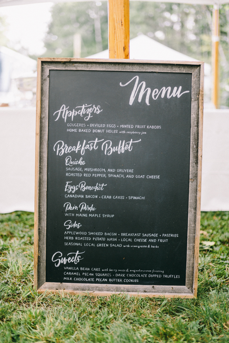 Backyard Brunch wedding with fall palette in Dayton Maine