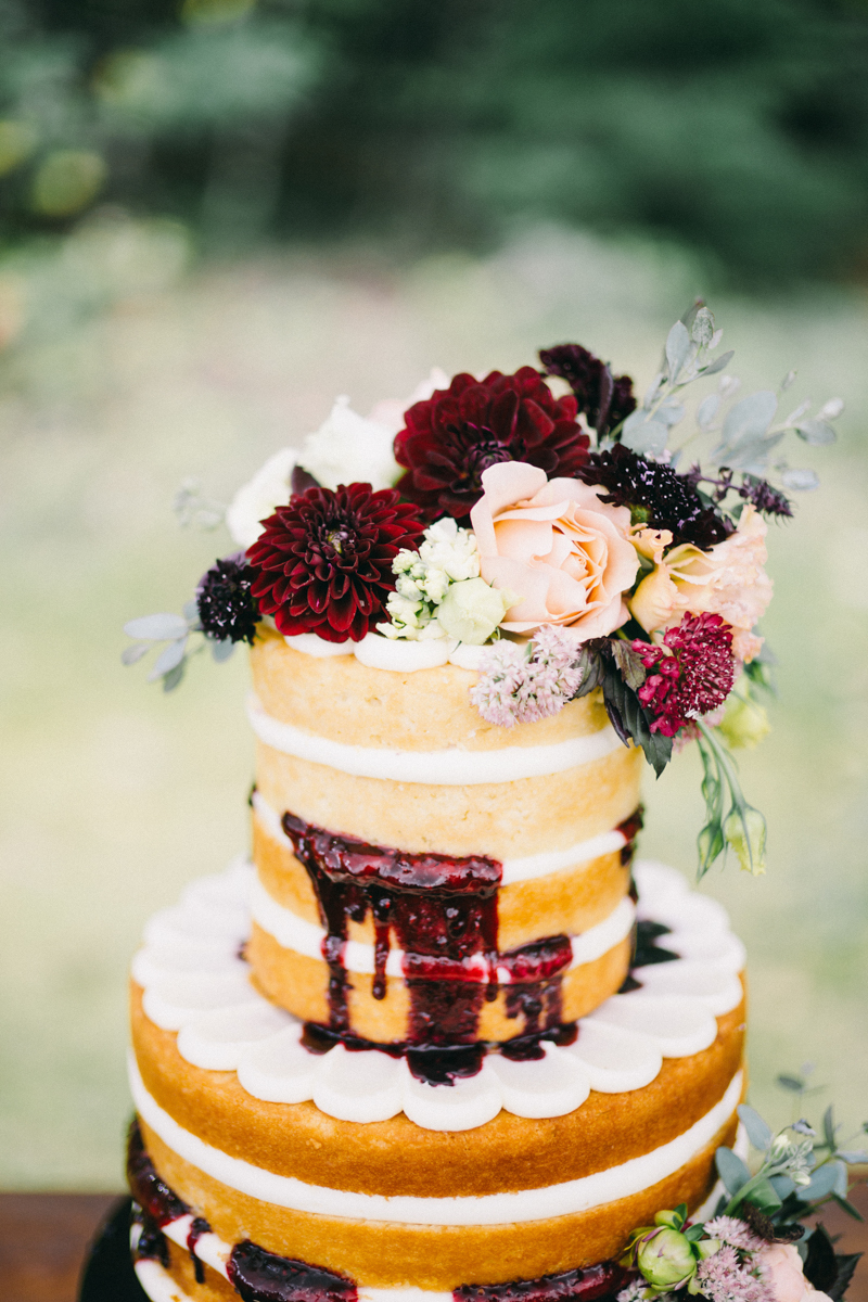 Backyard Brunch wedding with fall palette in Dayton Maine