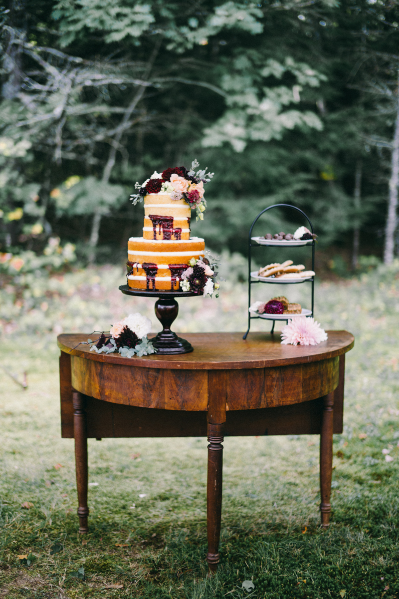 Backyard Brunch wedding with fall palette in Dayton Maine