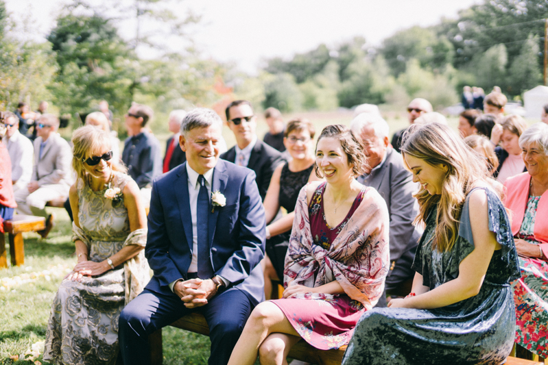 Backyard Brunch wedding with fall palette in Dayton Maine