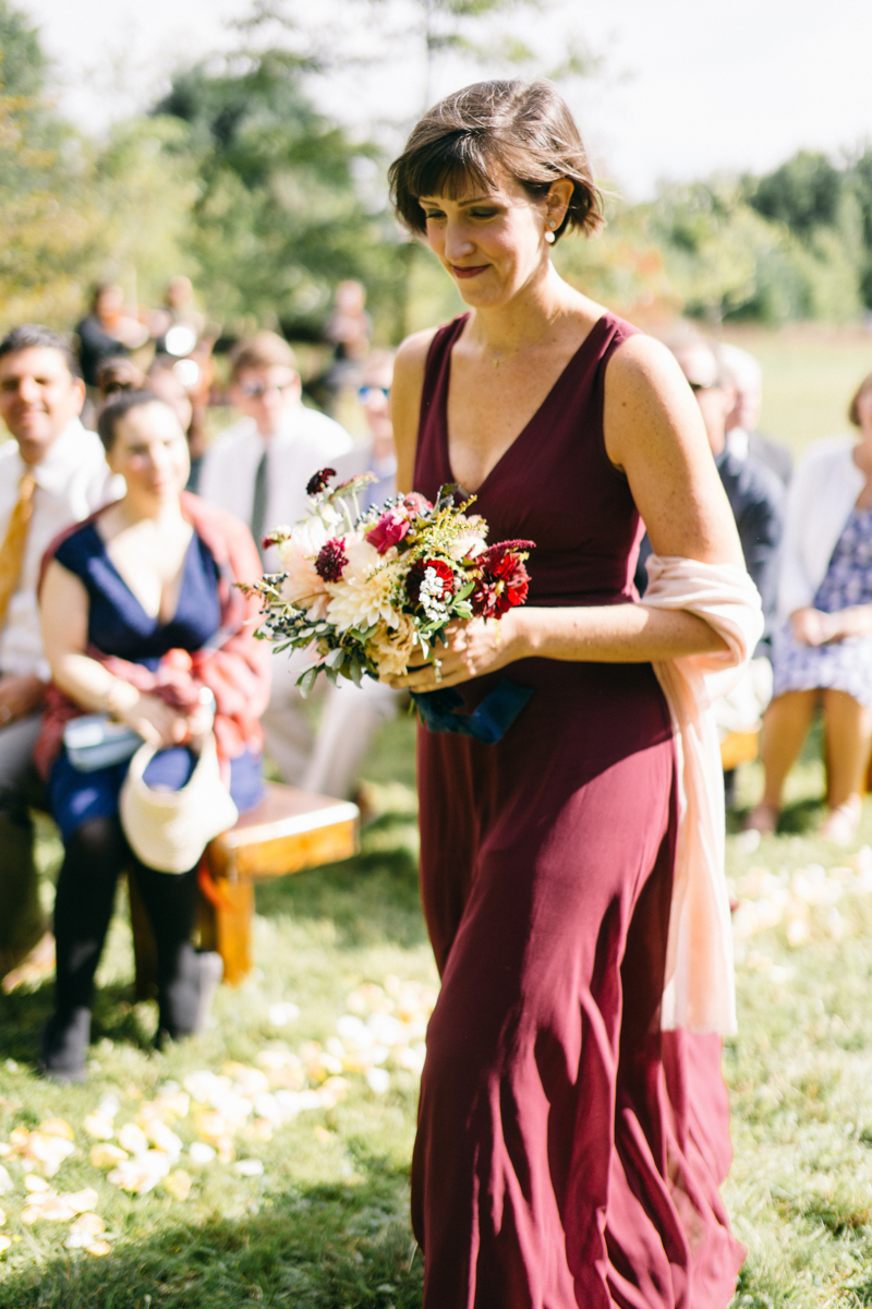 Backyard Brunch wedding with fall palette in Dayton Maine