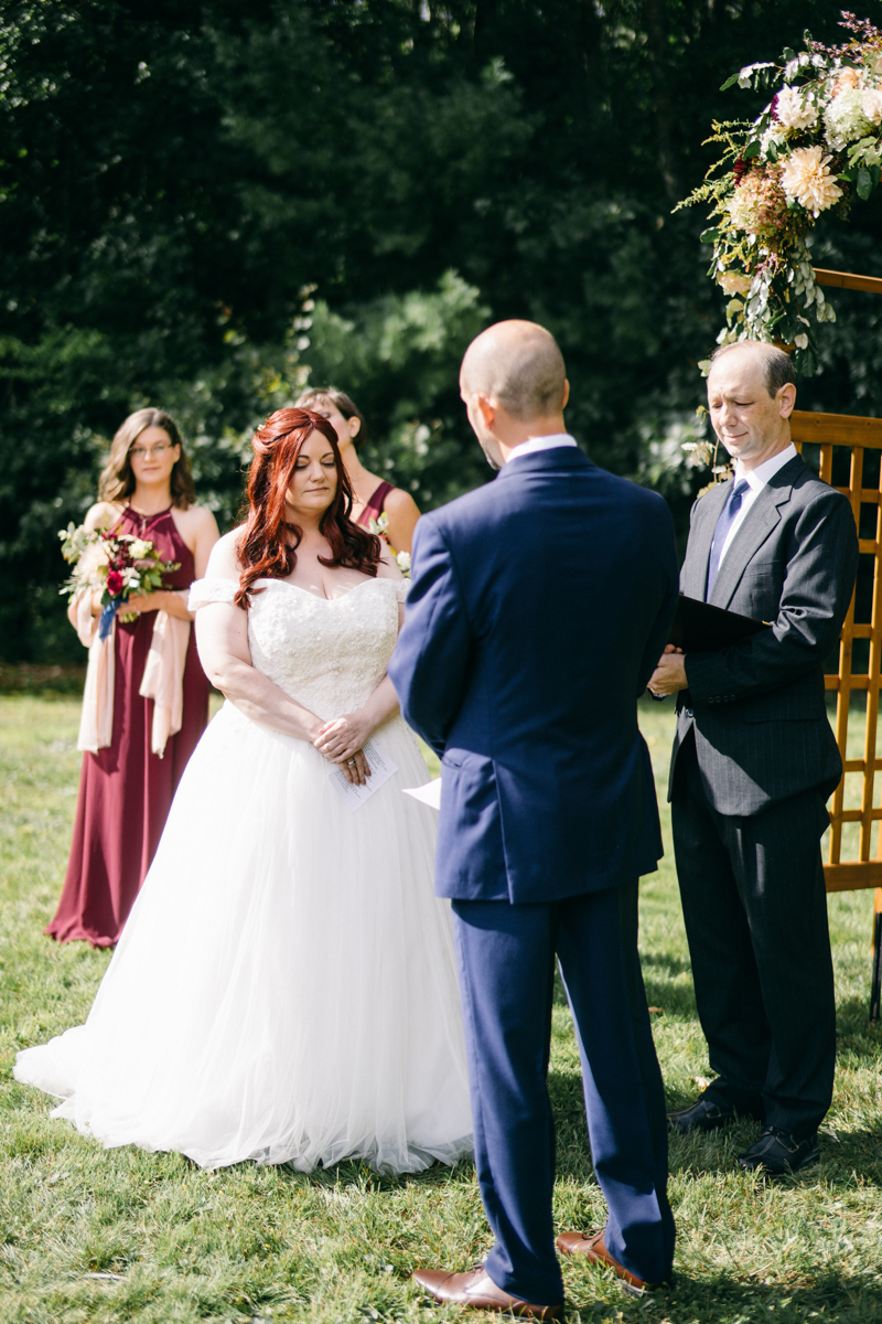 Backyard Brunch wedding with fall palette in Dayton Maine