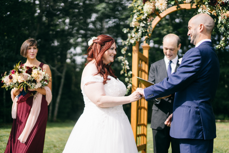 Backyard Brunch wedding with fall palette in Dayton Maine