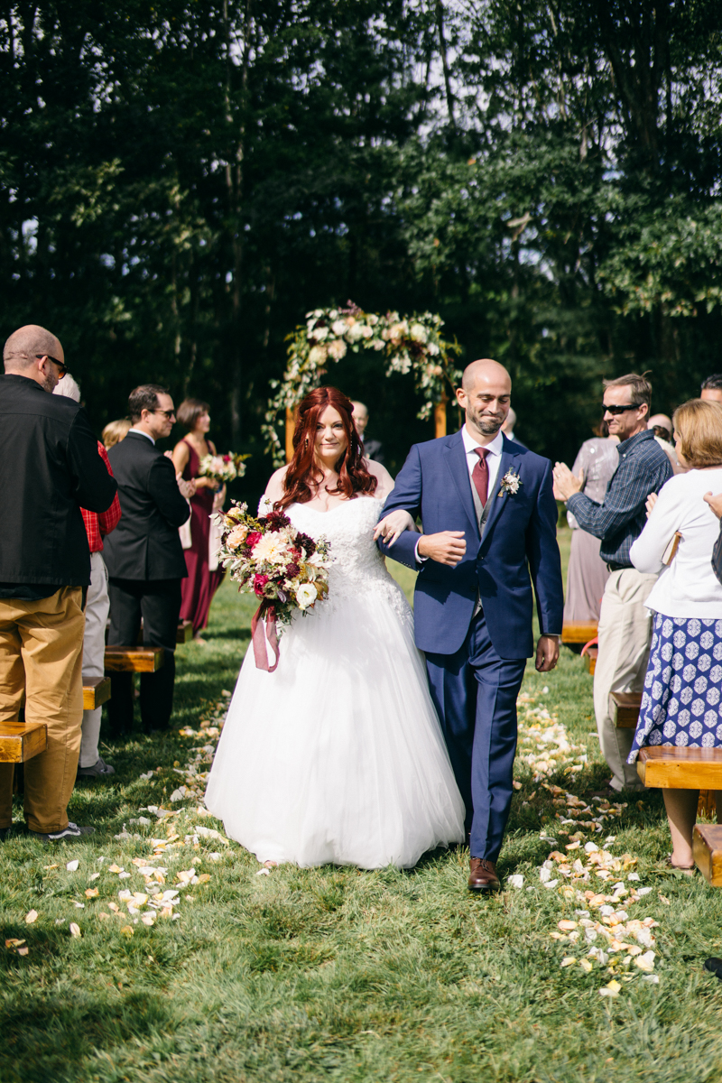 Backyard Brunch wedding with fall palette in Dayton Maine