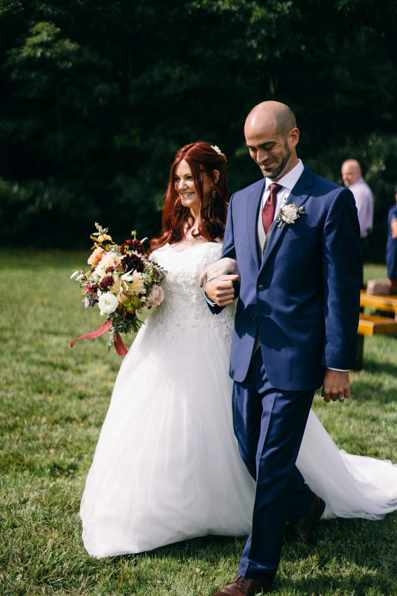 Backyard Brunch wedding with fall palette in Dayton Maine