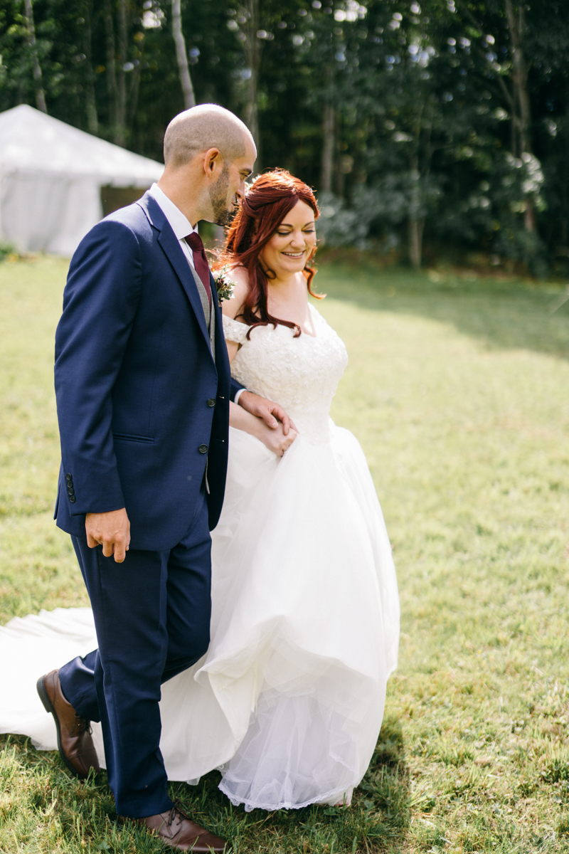 Backyard Brunch wedding with fall palette in Dayton Maine