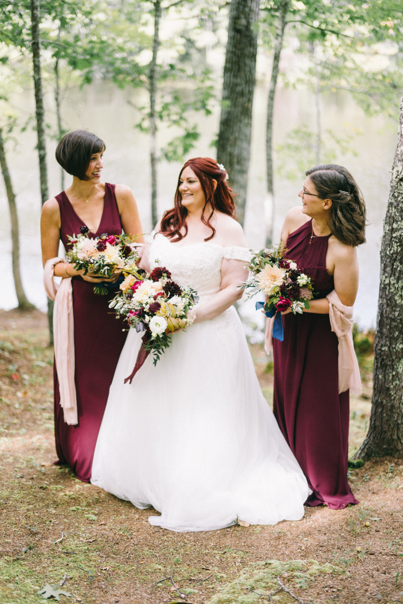 Backyard Brunch wedding with fall palette in Dayton Maine