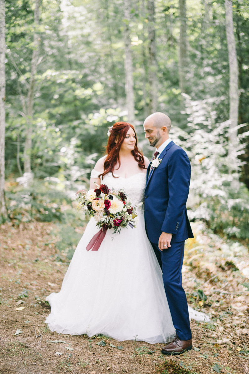 Backyard Brunch wedding with fall palette in Dayton Maine