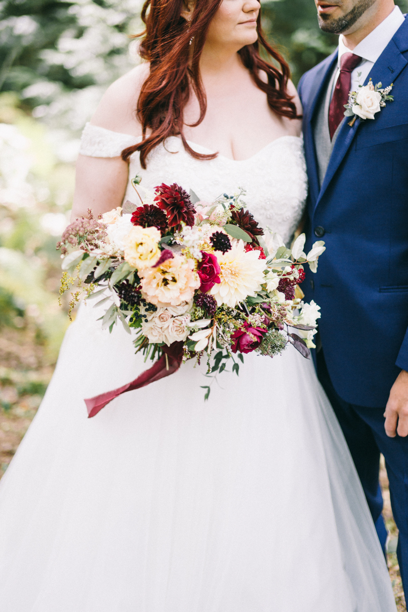 Backyard Brunch wedding with fall palette in Dayton Maine