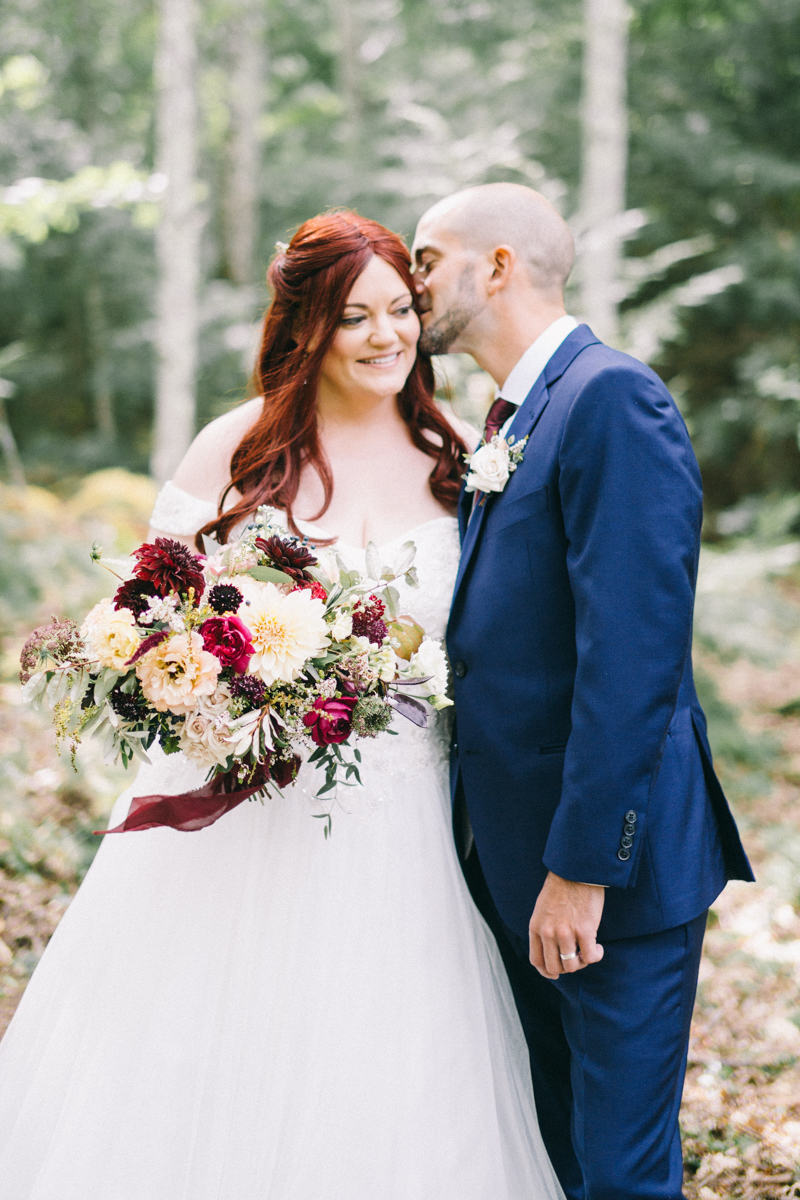 Backyard Brunch wedding with fall palette in Dayton Maine