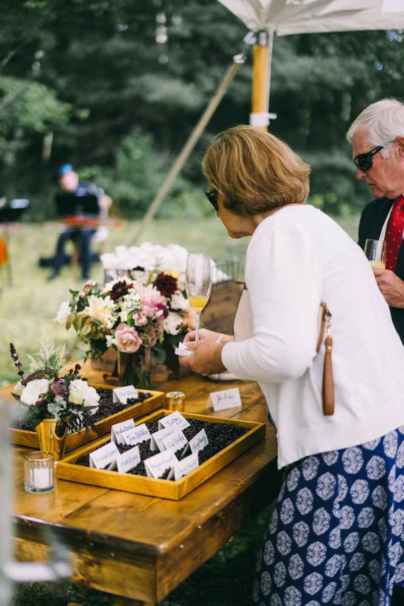 Backyard Brunch wedding with fall palette in Dayton Maine