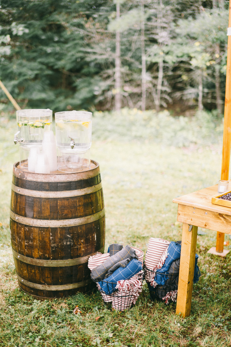 Backyard Brunch wedding with fall palette in Dayton Maine