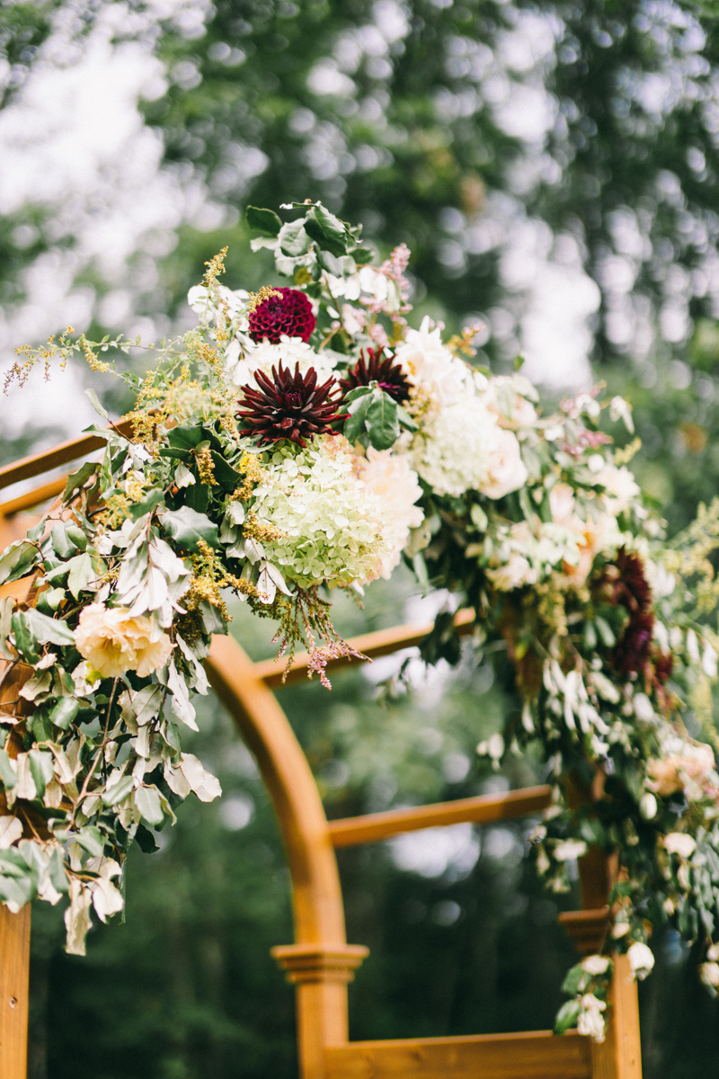 Backyard Brunch wedding with fall palette in Dayton Maine
