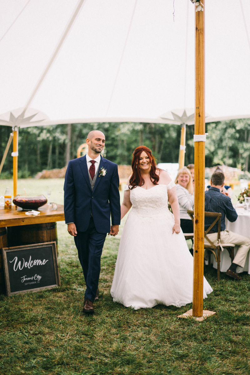 Backyard Brunch wedding with fall palette in Dayton Maine