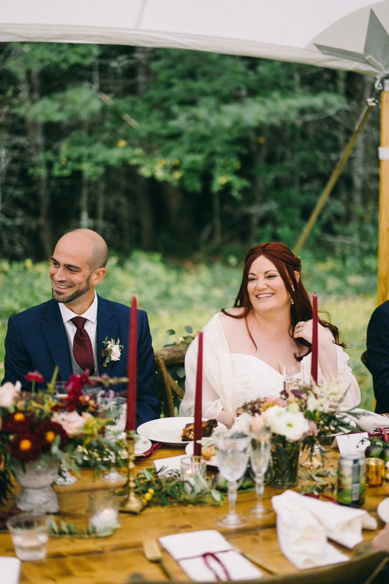 backyard intimate wedding with fall palette in dayton maine