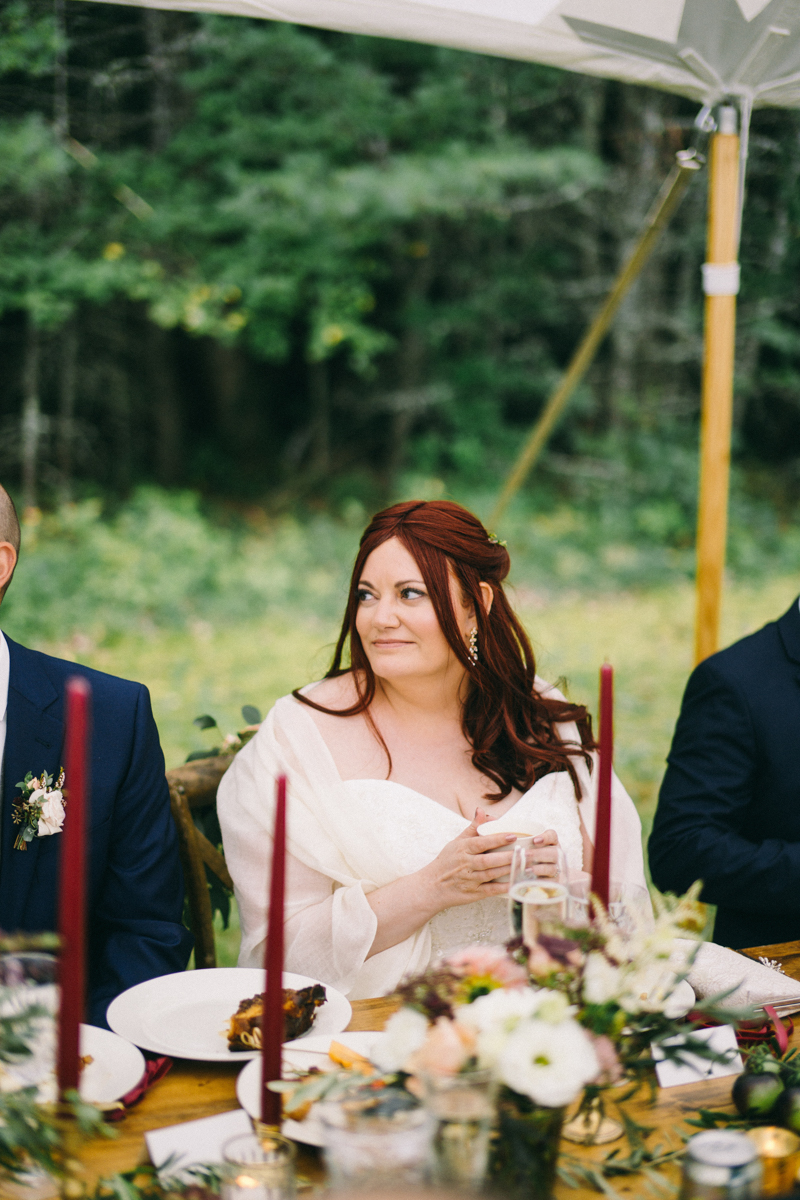 backyard intimate wedding with fall palette in dayton maine