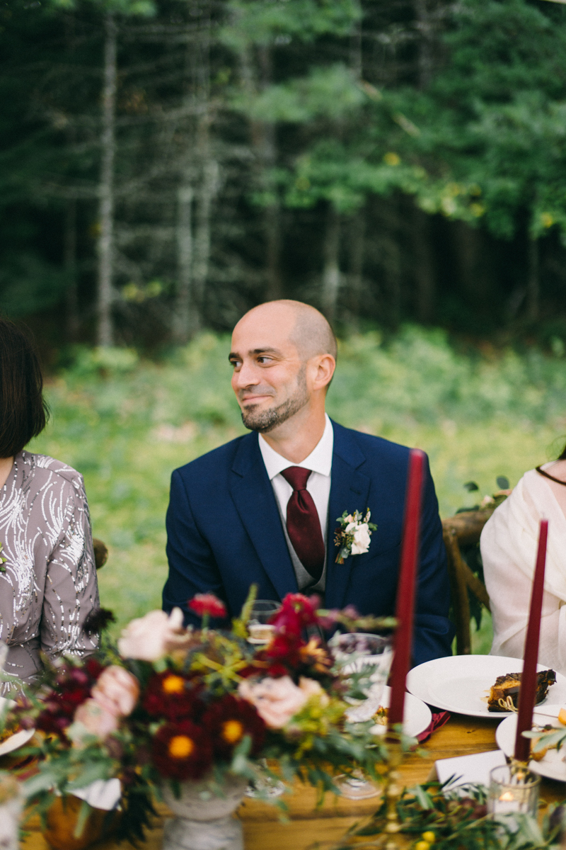 backyard intimate wedding with fall palette in dayton maine